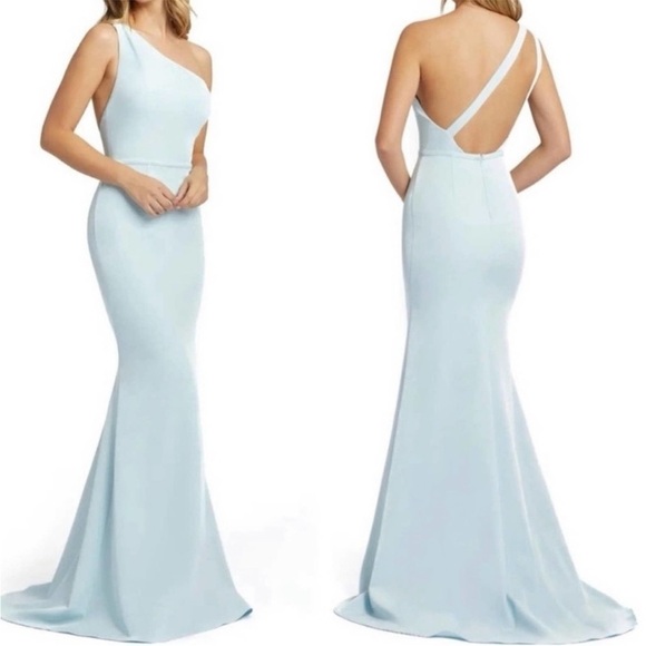 Mac Duggal Dresses & Skirts - Ieena for Mac Duggal | 26266 One Shoulder Jersey Mermaid Gown In Powder Blue 8